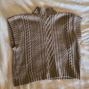 brown cable knit sweater vest
